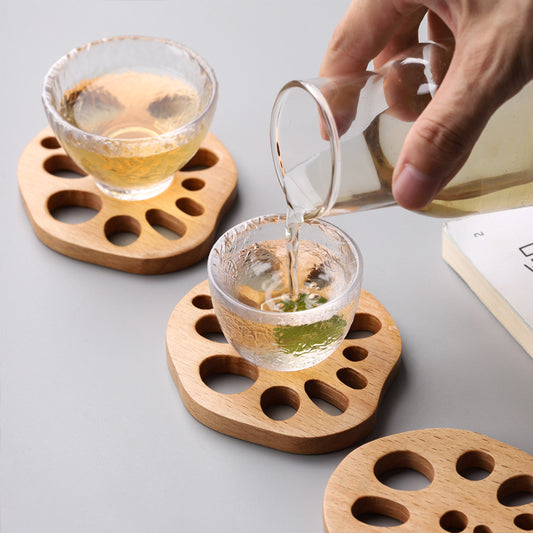 Japanese Creative Lotus Root Slice Coaster Beech Solid Wood Coaster Anti-Scalding