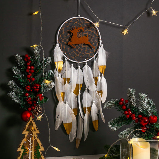 Fawn Dream Catcher White Double Feather
