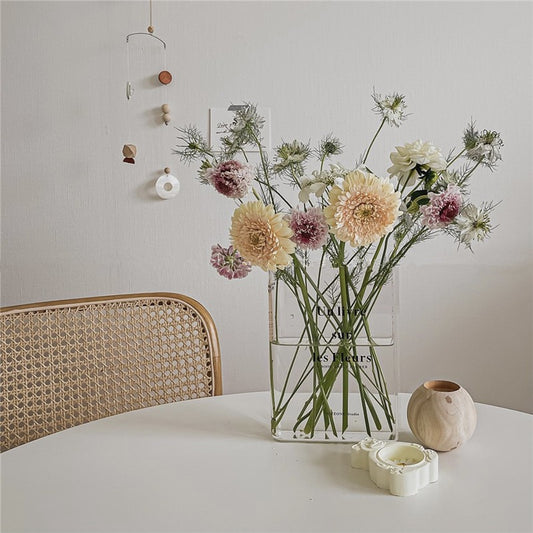 Transparent acrylic book vase, living room, hydroponic flower arrangement vase